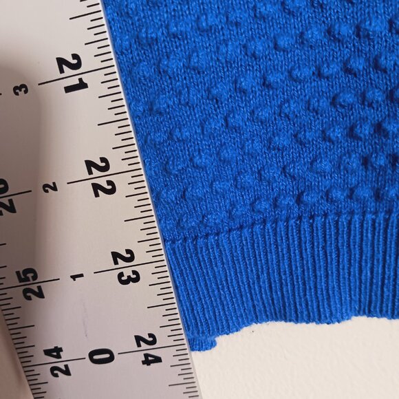 Draper James RSVP Royal Blue Textured Dot Lt. Wt., Cardigan Sweater - Size Large - Picture 14 of 16